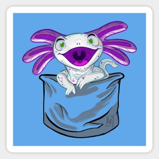 Axolotl Pocket Cute White Albino Magnet